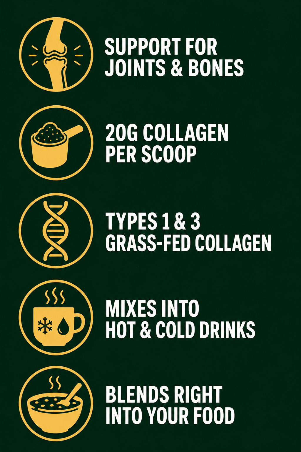 Support for joints and bones, 20g collagen per scoop, Types 1 and 3 grass-fed